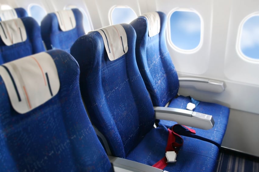Airplane interior, seats