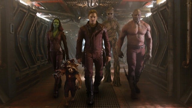 Zoe Saldana, Chris Pratt and Dave Bautista in Guardians of the Galaxy | Source: Marvel