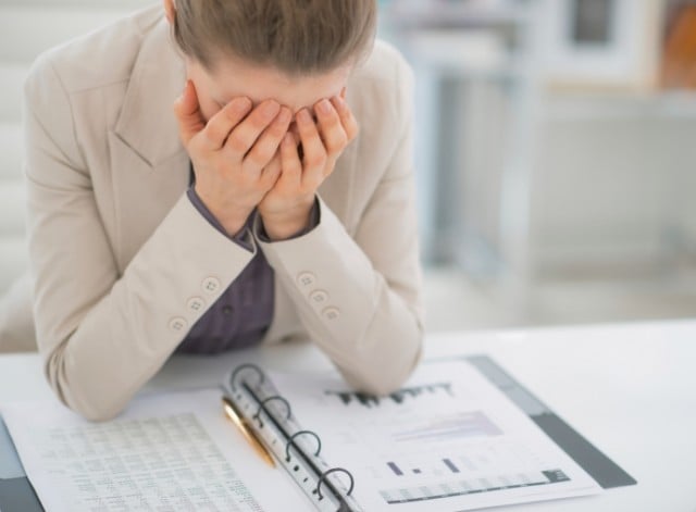 Woman depressed at work