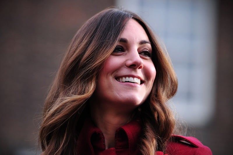 This is a closeip of Kate Middleton's smiling face.
