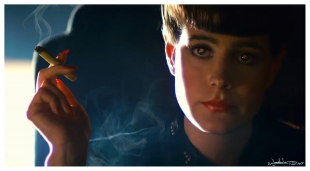 Sean Young smoking a cigarette in Blade Runner