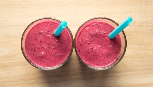 two smoothies on a table