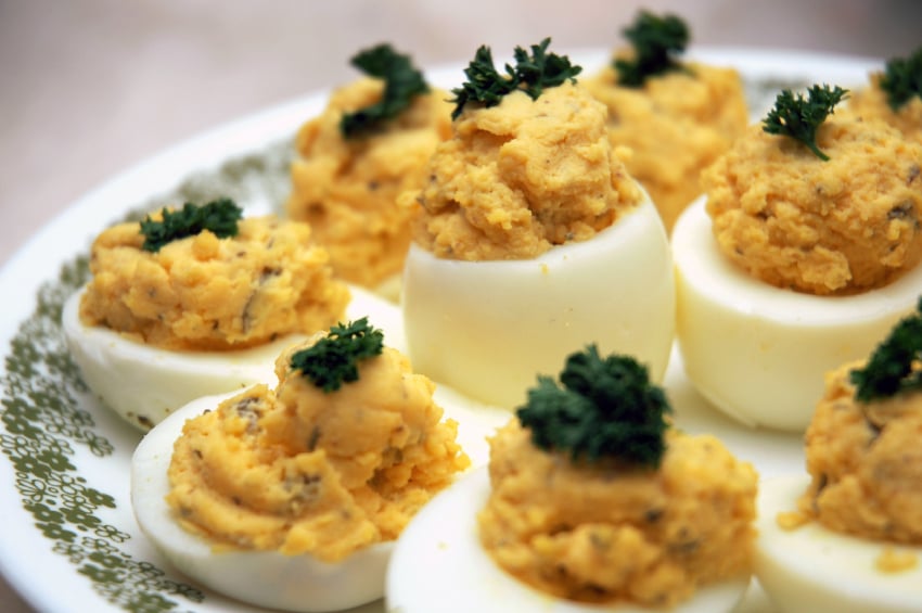 deviled eggs on a dish