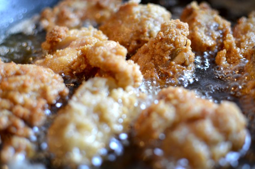 cooking fried chicken