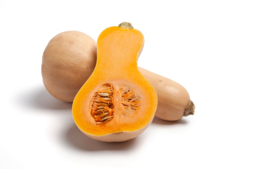 halved butternut squash