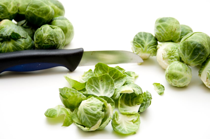 Brussels Sprouts, knife, cutting