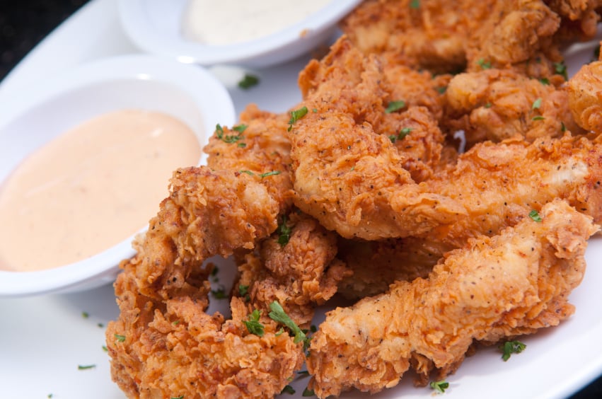 crispy fried chicken with sauce