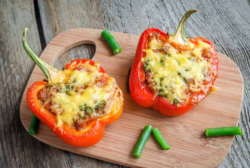 stuffed peppers topped with cheese