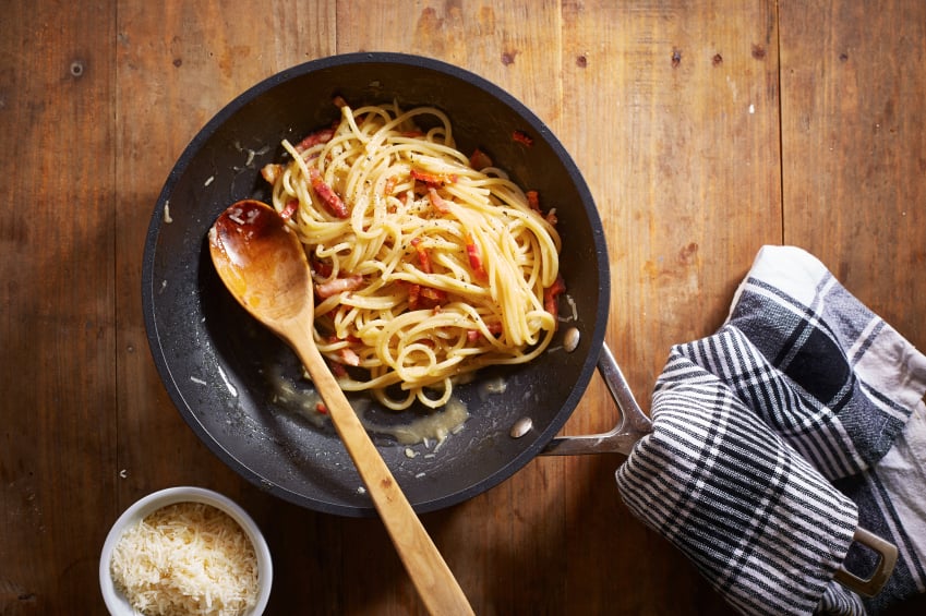 Spaghetti carbonara, noodles, bacon, pasta