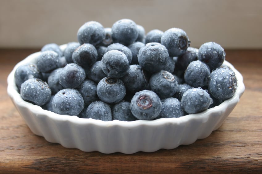 blueberries in a ceramic dish