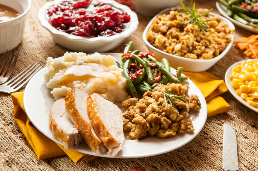 Turkey Thanksgiving Dinner, stuffing, potatoes, gravy