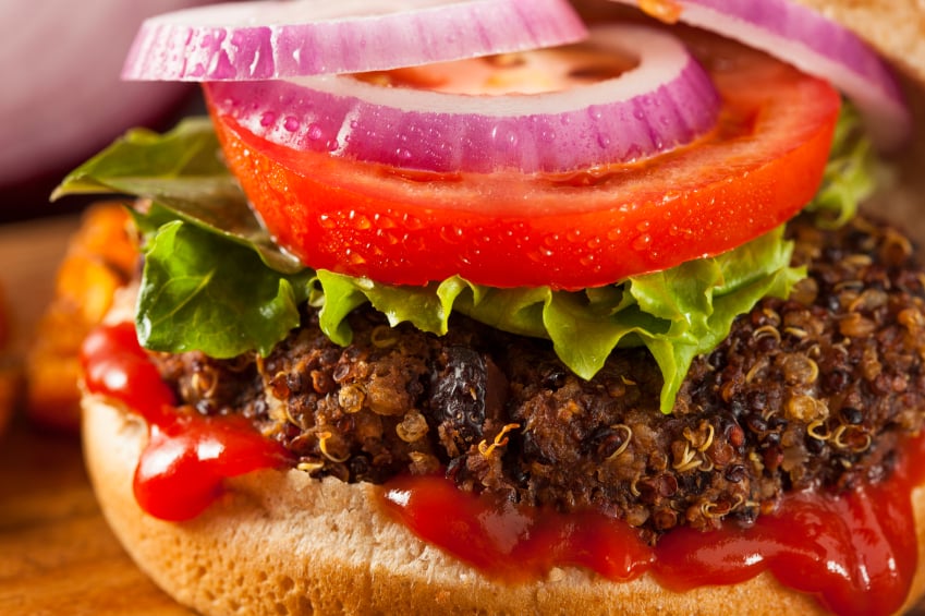 Vegetarian Quinoa Burger with Lettuce and Tomato