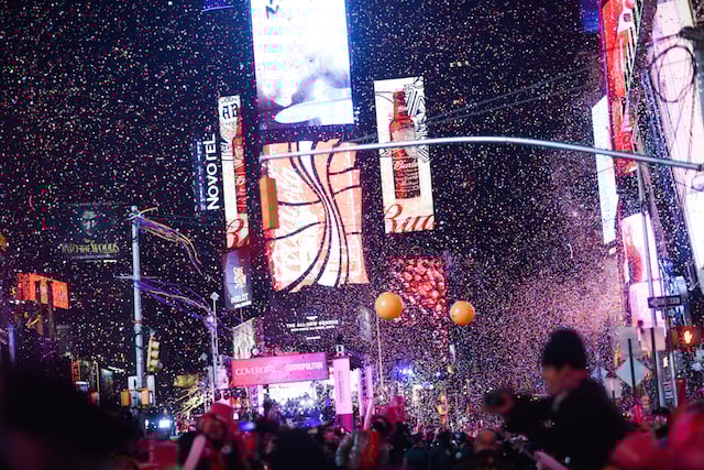 Revelers Celebrate New Year's Eve In New York's Times Square