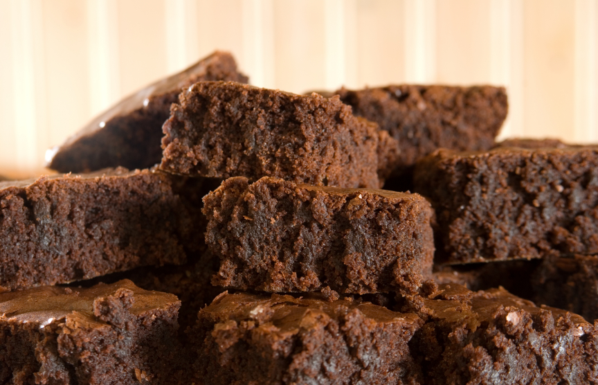 stack of rich, chocolate brownies
