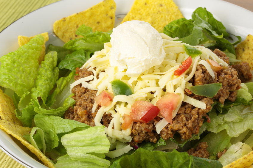 Taco salad, beef, tortilla