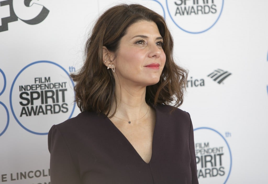 Marisa Tomei on the red carpet in a black blouse