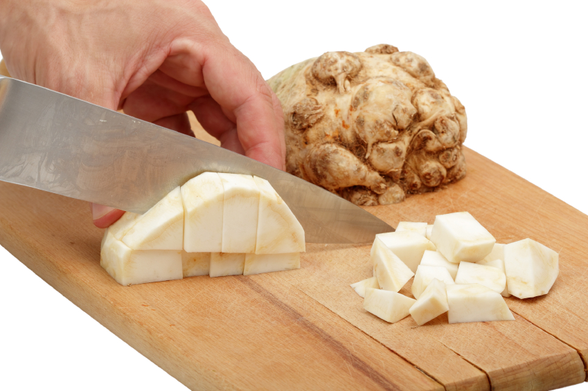 Cutting Celery Root, Celeriac