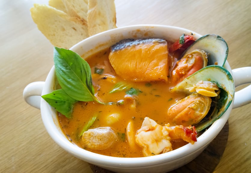 A homemade seafood stew