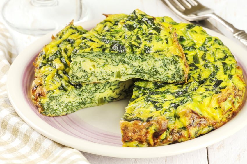 Spinach omelet, frittata, eggs