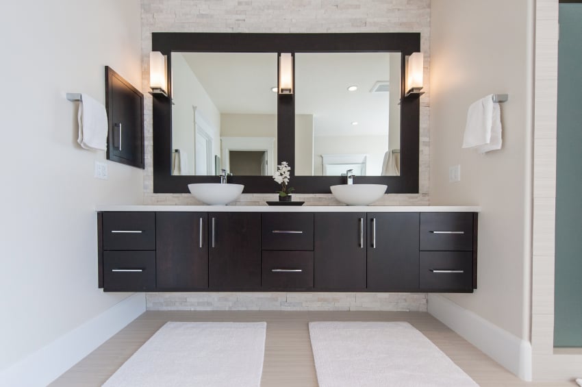 bathroom vanity with two sinks