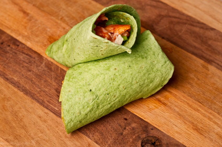 Buffalo Chicken Wrap, spinach tortilla