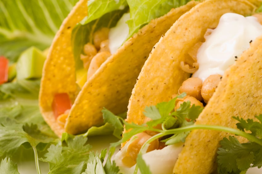 Close up of chickpea Vegetarian Tacos