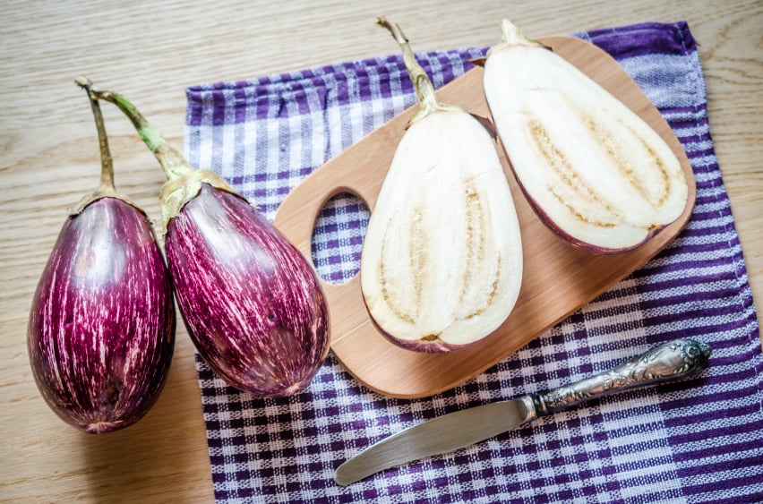 eggplant cut in half