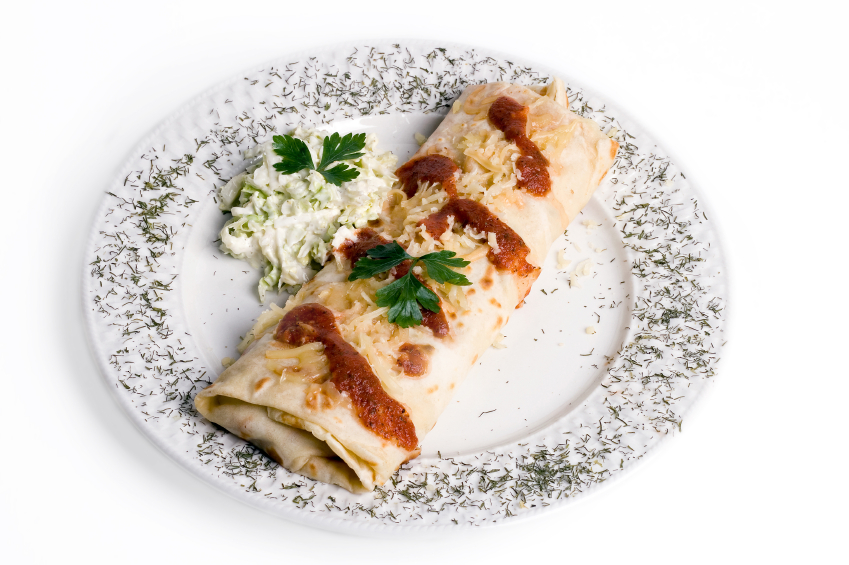 mexican burrito with enchilada sauce