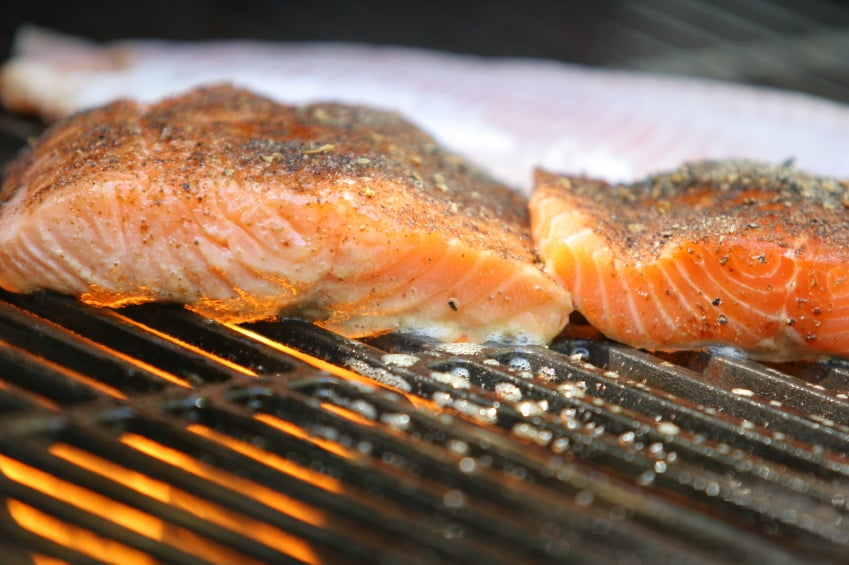 Salmon on grill