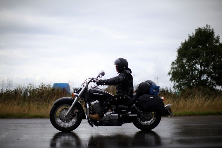 Motorcycle Rider in Rain