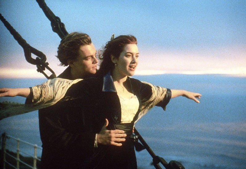 Leonardo DiCaprio and Kate Winslet on the helm of the Titanic
