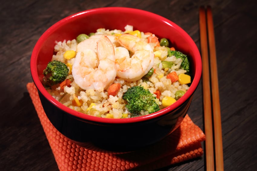 fried rice with shrimp and veggies
