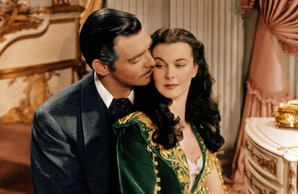 Rhett Butler holding Scarlett O'Hara in Gone With the Wind.