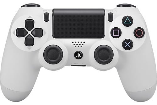A white PlayStation 4 controller.