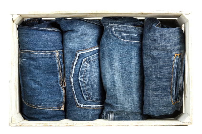 Jeans packed in a suitcase