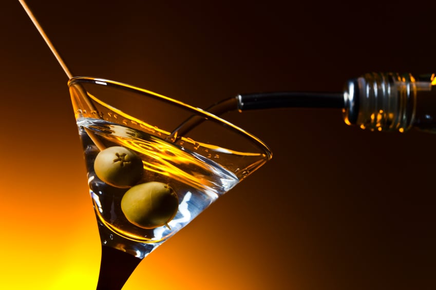 dry martini with olives