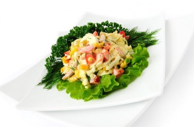 salad with corn and Chinese cabbage