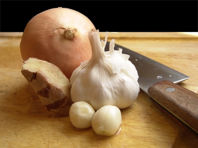 onion, garlic, ginger