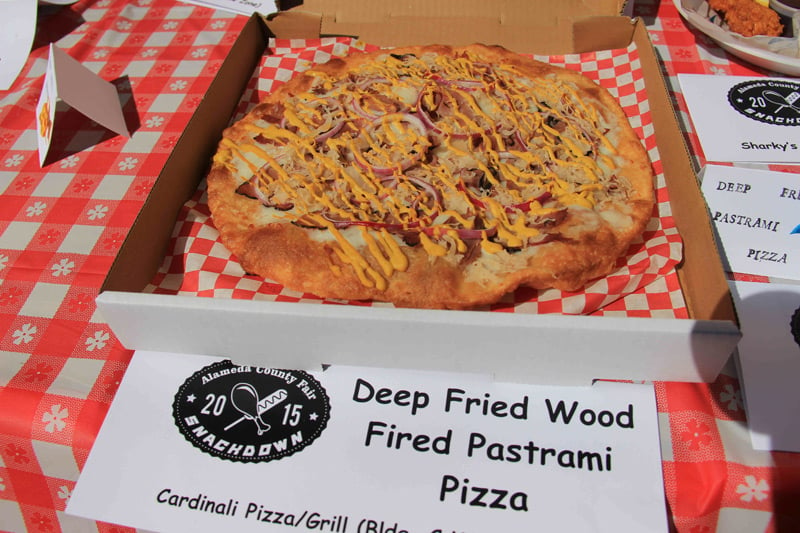 deep fried wood fired pastrami pizza 