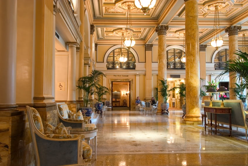 fancy hotel lobby