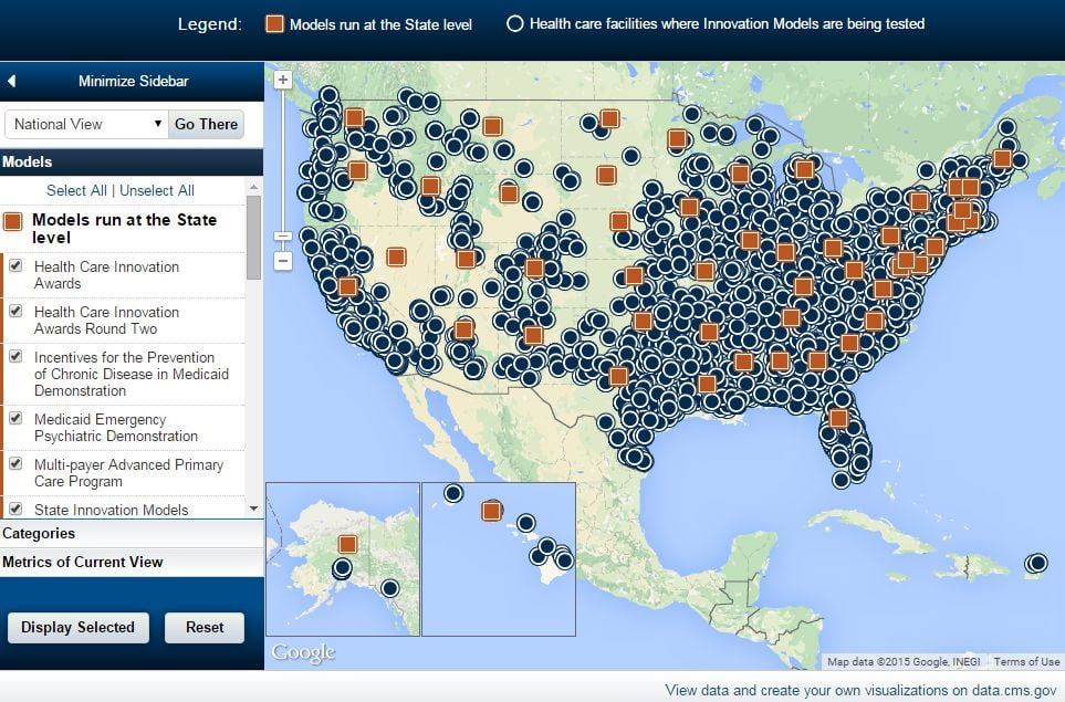 National map of health care innovation projects (Source: CMS.gov, 2015)