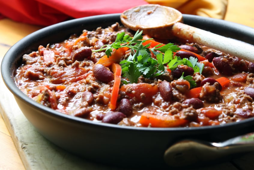 chili, beef, peppers