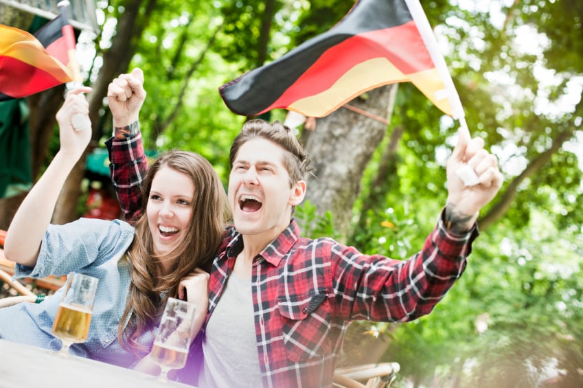 couple holding a German flag