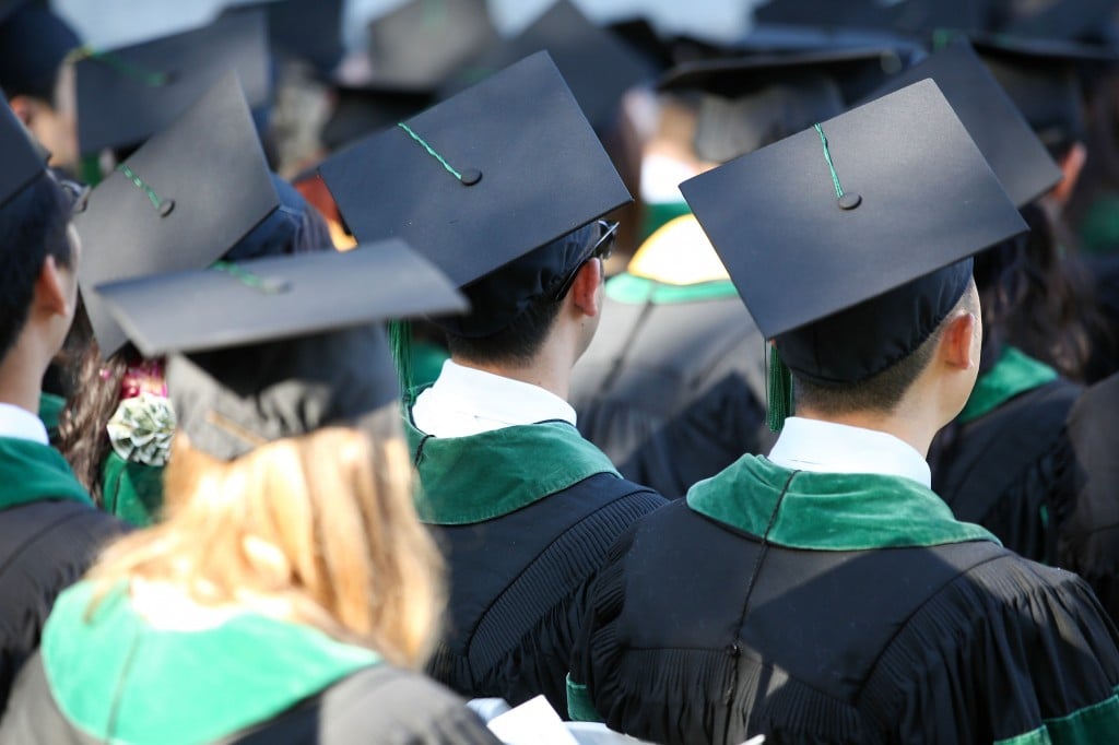 college students at graduation