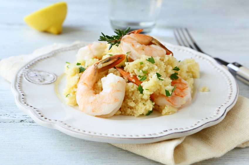 shrimp, couscous