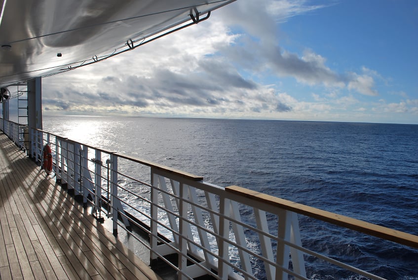 Ocean view from a cruise ship deck, boat, travel