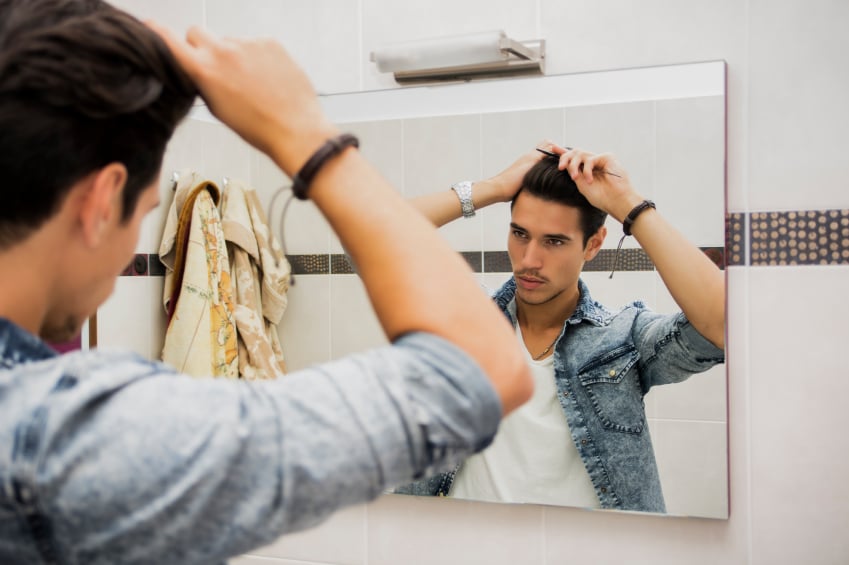 Man Brushing Hair, grooming