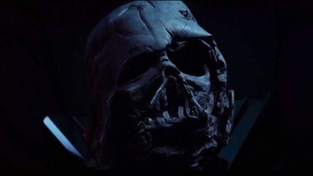 Darth Vader's charred mask, as seen in The Force Awakens