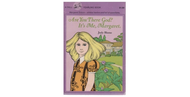 Cover art for Are You There God? It’s Me, Margaret, with a young blonde girl wearing an orange shirt