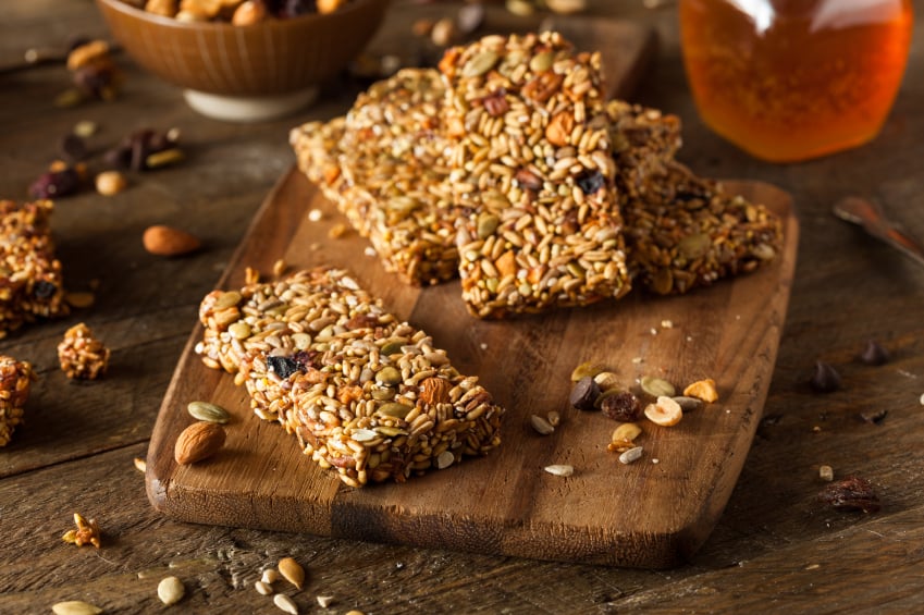 homemade granola bars with dried fruit and nuts
